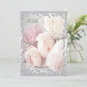 Romantische Rozen & Diamanten 95e Verjaardagsfeest Kaart (Staand voorkant)
