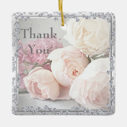 Romantische Rozen & Diamanten Dank Je Keramisch Ornament (Voorkant)