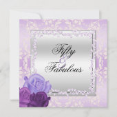 Romantische Rozen, Diamonds & Damask Fabulous 50 Kaart (Voorkant)