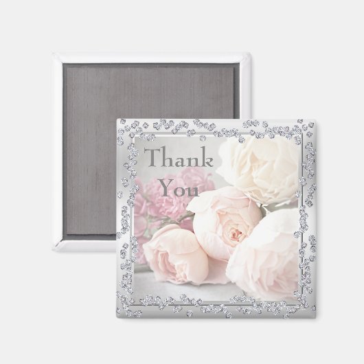 Romantische Rozen & Diamonds Dank u Magneet (Voorkant / Achterkant)