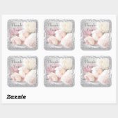 Romantische Rozen & Diamonds Dank u Vierkante Sticker (Vel)