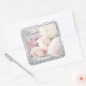 Romantische Rozen & Diamonds Dank u Vierkante Sticker (Envelop)