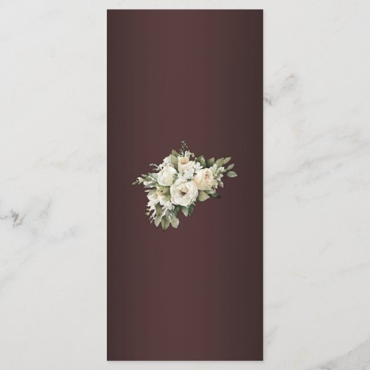 Romantische Rozen Donker Bourgondische bruiloft Menu (Achterkant)