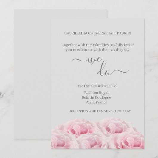 Romantische Rozen Elegante Bloemen We Do Wedding Kaart (Voorkant / Achterkant)