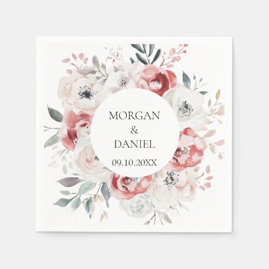 Romantische Rozen Elegante bruiloft Servet (Voorkant)