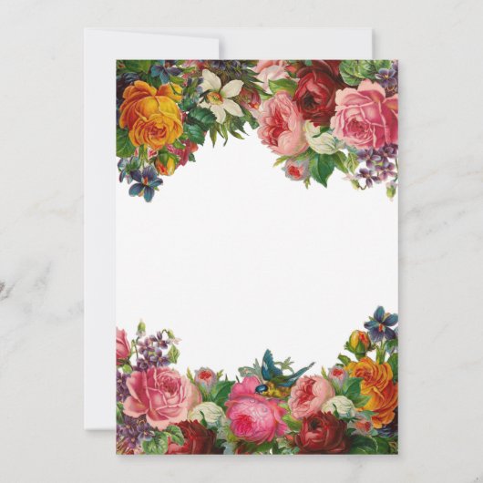 Romantische  Rozen en Bluebird Wedding Kaart (Achterkant)