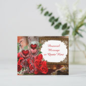 Romantische Rozen en Champagne Antiek spiegel Briefkaart (Staand voorkant)