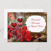 Romantische Rozen en Champagne Antiek spiegel Briefkaart (Voorkant / Achterkant)