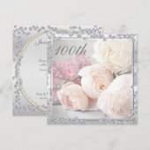 Romantische Rozen en diamanten 100e verjaardag Kaart (Voorkant / Achterkant)