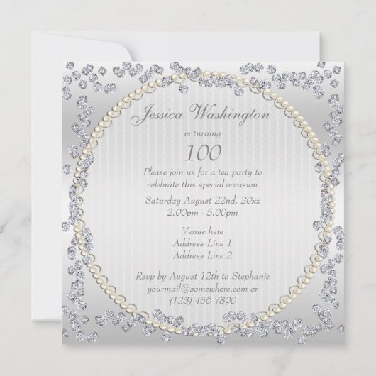 Romantische Rozen en diamanten 100e verjaardag Kaart (Achterkant)