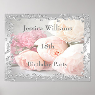 Romantische Rozen en diamanten 18e Poster