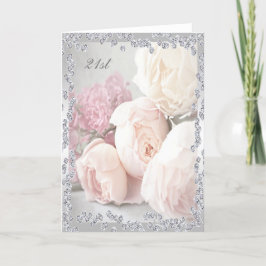 Romantische Rozen en diamanten 21e verjaardag Kaart