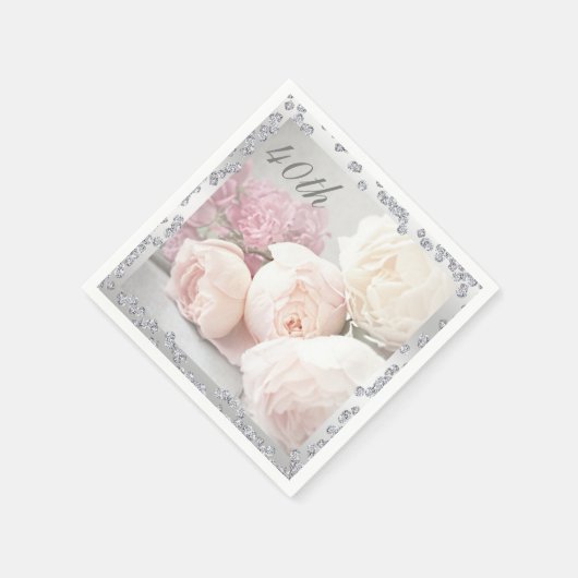 Romantische Rozen en diamanten 40e verjaardag Serv Servetten (Hoek)