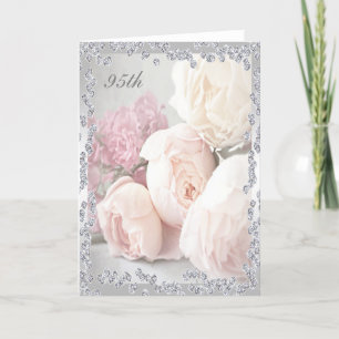 Romantische Rozen en diamanten 95ste verjaardag Kaart