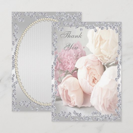 Romantische Rozen en diamanten bedankt (Voorkant / Achterkant)