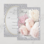Romantische Rozen en diamanten Rsvp Kaartje (Voorkant / Achterkant)