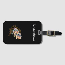 Romantische rozen en draden met bewerkbare naam bagagelabel