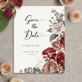Romantische Rozen en Eucalyptus Sla de datum op Save The Date