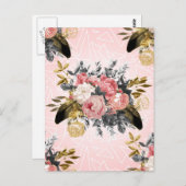 Romantische  rozen en geometrisch ontwerp briefkaart (Voorkant / Achterkant)