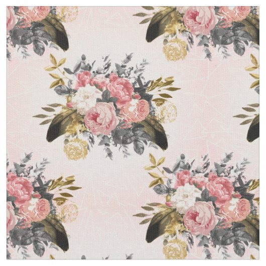 Romantische rozen en geometrisch ontwerp stof (Close Up)