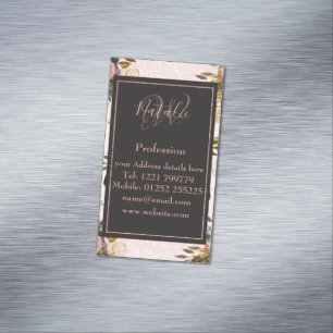 Romantische  rozen en geometrisch ontwerp visitekaartje magneet