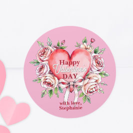 Romantische rozen en hart Valentijnsdag Ronde Sticker