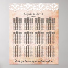 Romantische Rozen en Lace Wedding Seating Chart Poster