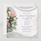 Romantische Rozen en parels Moederdag Brunch Kaart (Achterkant)