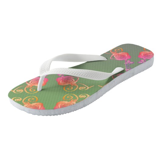 Romantische Rozen en Plum Moss Pair van Teenslippe Teenslippers (Schuin)