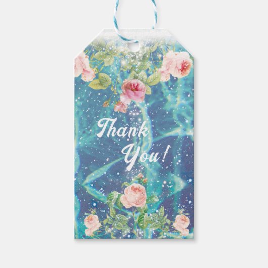 Romantische rozen en vonken dank je cadeaulabel (Voorkant)