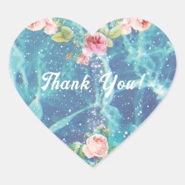 Romantische rozen en vonken dank je gift hart sticker