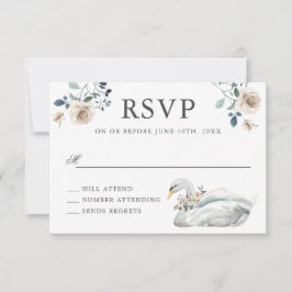 Romantische Rozen en Zwaan bruiloft RSVP Kaartje