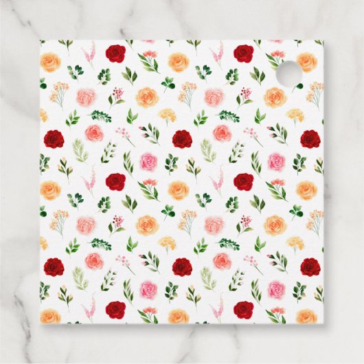 Romantische Rozen Floral Weddenschap Hartelijk dan Bedankjes Labels (Achterkant)