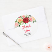 Romantische Rozen Floral Weddenschap Hartelijk dan Ronde Sticker (Envelop)