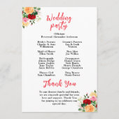 Romantische Rozen Floral Wedding Programmakaart (Achterkant)