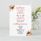 Romantische Rozen Floral Wedding Programmakaart (Staand voorkant)