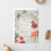 Romantische Rozen, gedicht en Filipijnse grens Notitiekaartje (Voorkant / Achterkant in situ)