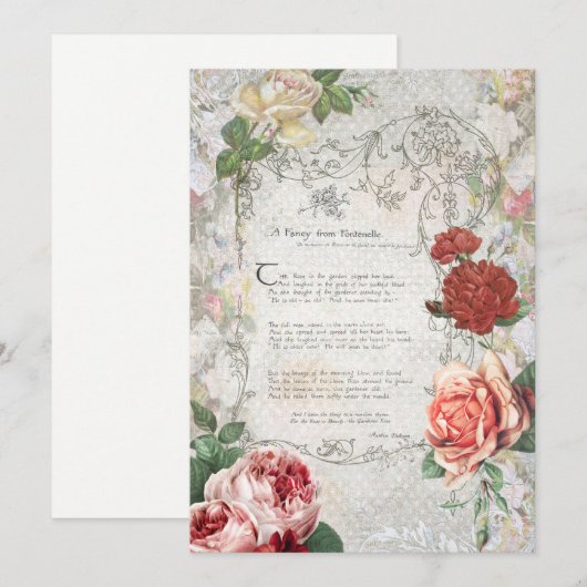 Romantische Rozen, gedicht en Filipijnse grens Notitiekaartje (Voorkant / Achterkant)