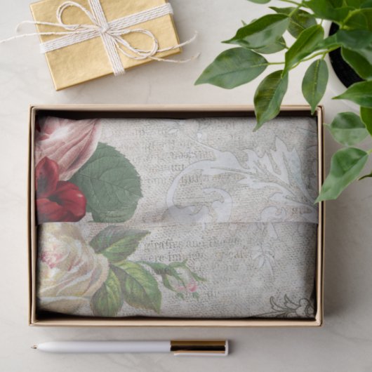 Romantische Rozen, gedicht en Filippijnse grens Tissuepapier (Geschenk)