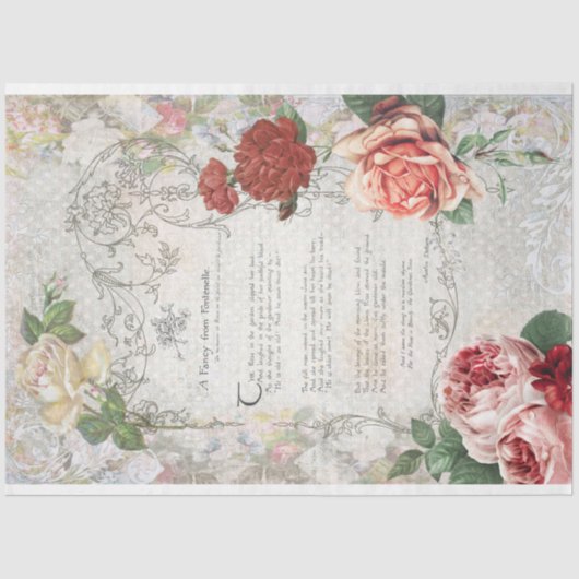 Romantische Rozen, gedicht en Filippijnse grens Tissuepapier (Voorkant)