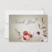 Romantische Rozen Groen Roze Bloemen Bruiloft Bedankkaart (Voorkant)