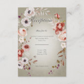 Romantische Rozen Groen Roze Bloemen Bruiloft Rece Informatiekaartje (Voorkant)