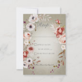 Romantische Rozen Groen Roze Bloemen Bruiloft RSVP Kaartje (Voorkant)