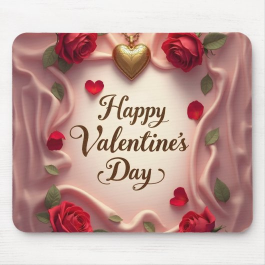 Romantische Rozen & Hart Valentijnsdesign Muismat (Voorkant)