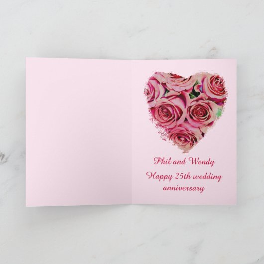 Romantische Rozen, huwelijksdag Kaart (Binnen)