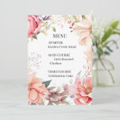 Romantische Rozen Huwelijksmenu Kaart (Staand voorkant)