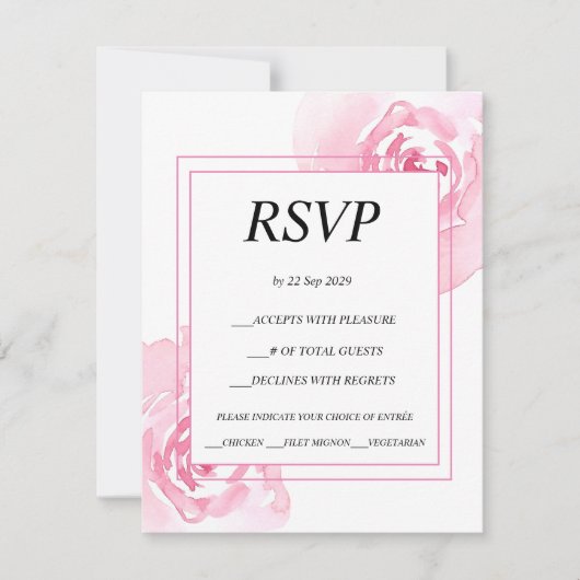 Romantische Rozen Huwelijksreactie Kaart RSVP (Voorkant)
