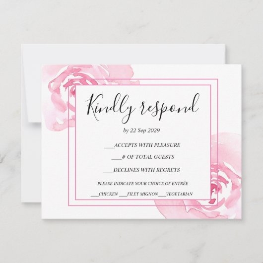 Romantische Rozen Huwelijksreactie Kaart RSVP (Voorkant)