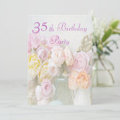 Romantische Rozen in de 35e verjaardag van de gebo Kaart (Staand voorkant)