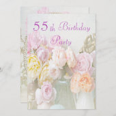Romantische Rozen in de 55e verjaardag van de 55e  Kaart (Voorkant / Achterkant)
